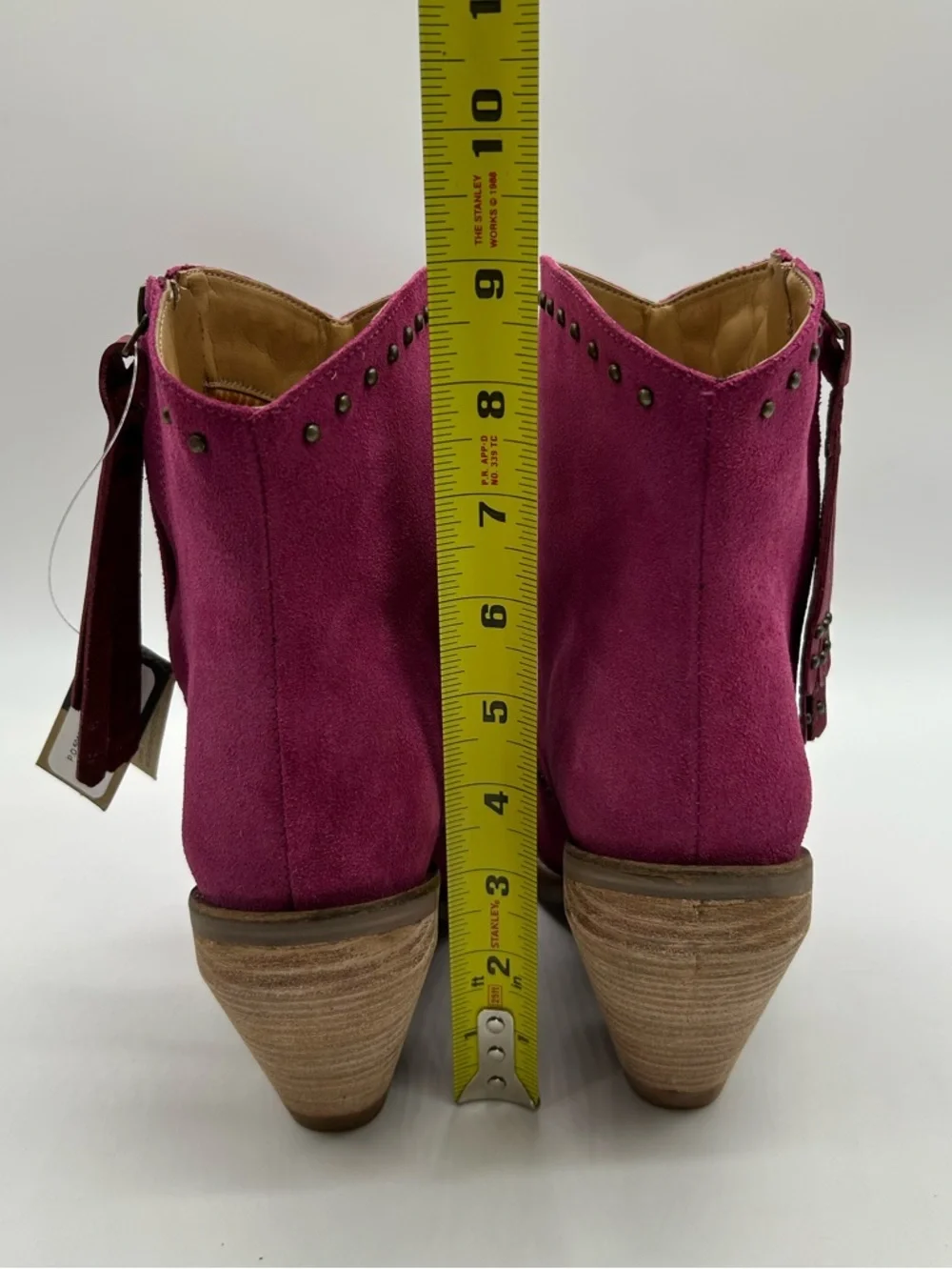 Dingo Pink Suede Ankle Boots Studded Fringe Western Style Sz 8M New With Box